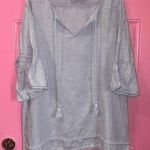 Tahari Light Blue 100% Linen Boxy Sailor Collar Tunic size 1X Photo 0