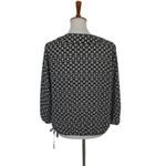 Laundry by Shelli Segal Black White Floral Boho Peasant Blouse Top M Long Sleeve Photo 4