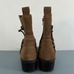Marc Fisher Dalary Brown Suede Leather Buckle Motorcycle Ankle Boots Photo 5