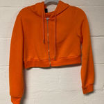 SheIn Women’s Orange Zip-Up Crop Hoodie Size Medium Photo 0