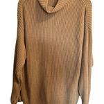 American Eagle Cable Knit Ribbed Tan Camel Caramel Brown Cowl Neck Sweater Tunic Photo 0