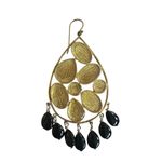 Saks 5th Avenue Gold-plated black onyx-style beads, teardrop shaped, like new, large dangling Photo 2