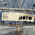 Topshop Moto Womens Blue Straight High Waist Frayed Raw Hem Denim Jeans Pants 26 Photo 3