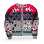 Vintage Skyr Knit Shetland Wool Sweater Native Art Buffalo Horse Rider Teepees Gray Size M Photo 0