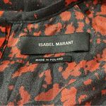 Isabel Marant  Women’s 38 M Black Red Stretch Silk Leather Trim Long Sleeve Top Photo 7