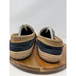Clarks Mens 11M Navy Suede Moccasin Slippers Shearling Lined Tan Trim Photo 5