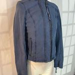 Peyton Jensen Evereve Blue Full Zip Lined Cotton Blend Moto Jacket Size Small Photo 0