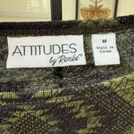Attitudes by Renee Green Black Southwestern Blanket Print Stretchy 3/4 Sleeve Tu Size M Photo 2