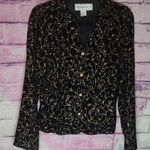 Norton Mcnaughton  VINTAGE BLACK VELOUR GOLD SCROLL STITCH DRESS JACKET 8 Photo 0