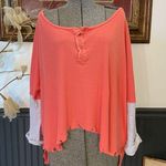 Free People  Retro Star Lightweight Oversized Coral Henley Tee - Sz M 💛🎀 Photo 2