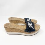 Michael Kors Black Leather Warren Platform Cork Wedge Slide Women's Size 11M Photo 4