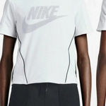 Nike Perforated Mesh Graphic Leather Zip Back White T-Shirt Size US Medium Photo 0