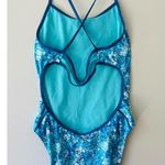 TYR Sz L Bayou Cutout Fit One Piece Swimsuit Turquoise High Cut Leg UPF 50 Blue Size L Photo 2