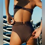 ZARA Bandeau Bikini Top and High-Waisted Bikini Bottom Set in Dark Brown Photo 2