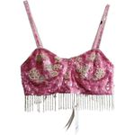 Love Shack Fancy NWT Maeva Pink Sequin Beaded Crop Top Bra - Raspberry Sparkle 10 Photo 4