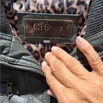 Ci Sono By Cavalini Faux Leather Gray Jacket Sz Medium Top Gun Bomber Style Zip Photo 4