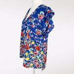 Rachel Roy  Blue Floral V Neck Flutter Sleeve Blouse Large Photo 3