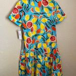 Donna Morgan NWT Fruit Print Short Sleeve Shirtdress 2 Blue Multicolor Photo 5