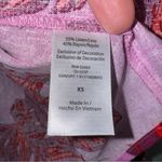 Sofia Jeans XS Linen Blend Button‎ Down Tie Front Pink Red Palm Leaves Top CP Photo 3