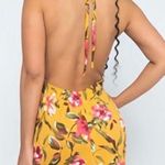 Urban Outfitters UO Sz S Gorgeous Halter Style Long Dress Gold W Pink Floral Print Photo 3