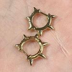 New Gold Tone Mini Hoop Huggie Rhinestone Spike Pierced Earrings Photo 0