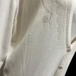 Bechamel Womens Button Cardigan Top XL Cream Embroidered Floral Textured Knit Photo 9