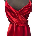 Boston Proper Red Silk Faux Wrap Plunging V Top Empire Waist Self Belt Sz 10 Photo 1
