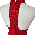 Scala  Vintage 80s Red Beaded Sequin Sheath Evening Dress Formal Glamourcore M Photo 9