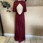 Lulus NWOT  Elegant Confidence Red Satin Flutter Sleeve Cutout Maxi Dress Photo 4