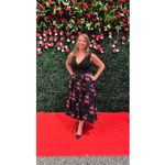 Hutch  Black Purple Floral Lace Skirt V-Neck Plunging High-Low Dress Size 4 Photo 13