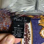 Rue 21 Navy/Gold Print Open Front Fringe Trim Kimono M Photo 1