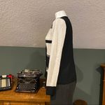 Halogen  Cardigan Sweater Merino Wool Striped Black Gray Cream Large L Photo 1