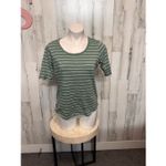Lands' End Lands’ End Green & White Striped Short Sleeve T-Shirt Relaxed Fit Size Small NWT Photo 5