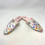 Jason Wu  White Metallic Floral Print‎ Satin Slipper Mules Size US 7 Photo 3