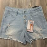 Ymi  Light Blue High Waist Distressed Shorts Photo 0