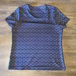 Coldwater Creek Round Neck Blue Printed Short Sleeve Top Size L Photo 3