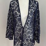 Navy Blue Cotton Lace Beach Coverup Sz L Size L Photo 0