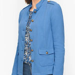 Talbots  Petite Military Jacket NWT Blue Size 14 P Lined Cotton‎ Blend Photo 0