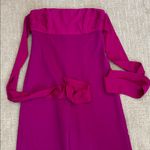 Milly Brooke Strapless silk Magenta Sash Waist Wide Leg Italian Cady Jumpsuit Photo 1