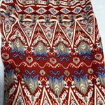 Women's Mid Rise Tribal Print Woven Pants Size XS Colorful Indie Y2K Boho Casual Red Photo 3
