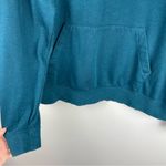 Nike Womens Logo Funnel Neck Hoodie Sweatshirt Sz Large Teal Blue Glitter Photo 4