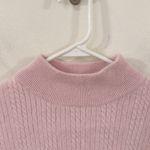 Investments Vintage powder pink cashmere cable knit turtleneck sweater size S Photo 4