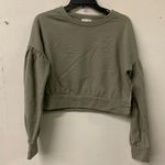 Abound  Womens Olive Green Puff Sleeve Cropped Pullover Sweatshirt Photo 1