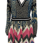 Anthropologie  Maeve Colorful Mixed Chevron Print Dress Pockets size 10 Petite Photo 0