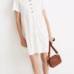 Madewell  Button-Front Short-Sleeve Tiered Mini Dress In Lighthouse Photo 0