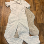 BDG Short Sleeve Jumpsuit Size Small CreamShort Sleeve Denim One Piece Zipper Photo 0
