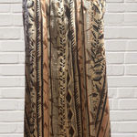 Satin Shift Dress 60s Mod Style Open Back Tie Date Night Boho Print Mini Brown Size L Photo 0