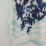 J.Crew  XXS Navy Flowers Aqua Stripe Tank Top Photo 2