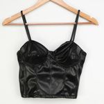 Lulus Black Vegan Leather Bustier Crop Top Photo 0