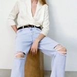 ZARA White Satin Effect Bodysuit with Crossover V-neckline. Photo 3